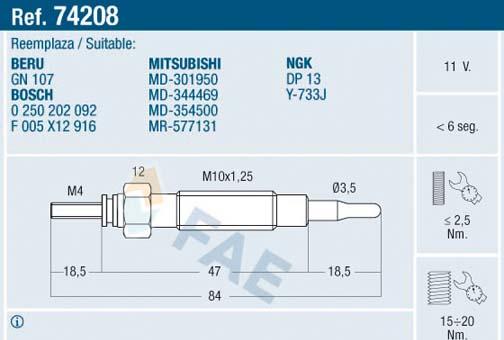 FAE 74208 - Glow Plug parts5.com