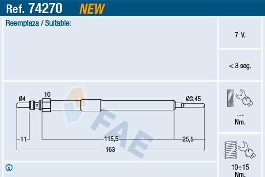 FAE 74270 - Świeca żarowa parts5.com