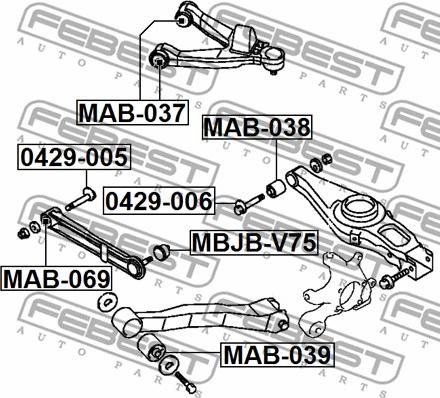 Febest 0429-005 - Βίδα διόρθωσης γωνίας κάμπερ parts5.com