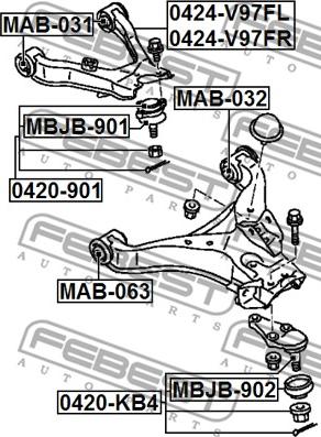 Febest 0424-V97FL - Bugi kolu, tekerlek bağlantısı parts5.com