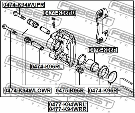 Febest 0475-K96R - Komplet za popravak, kočno sedlo parts5.com