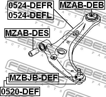 Febest 0524-DEFL - Barra oscilante, suspensión de ruedas parts5.com