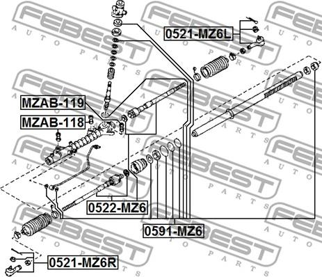 Febest MZAB-119 - Suport, caseta directie parts5.com