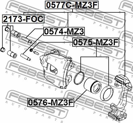 Febest 0574-MZ3 - Vodeći zavrtanj, kočione čeljusti parts5.com