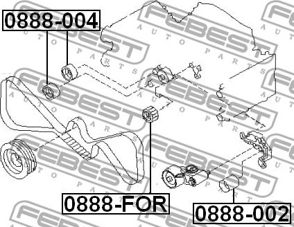 Febest 0888-FOR - Τροχαλία παρέκκλισης, οδοντ. ιμάντας parts5.com