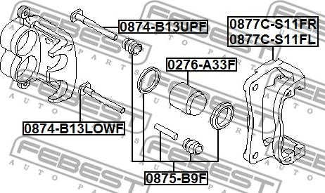 Febest 0877C-S11FL - Комплект държачи на спирачния апарат parts5.com