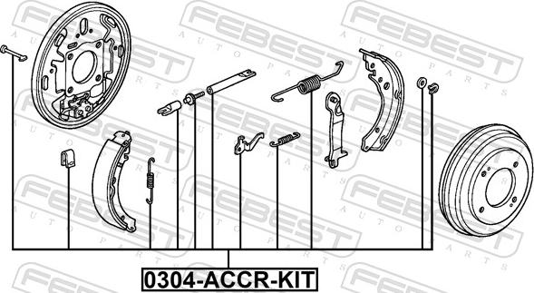 Febest 0304-ACCR-KIT - Kit d'accessoires, mâchoires de frein de stationnement parts5.com