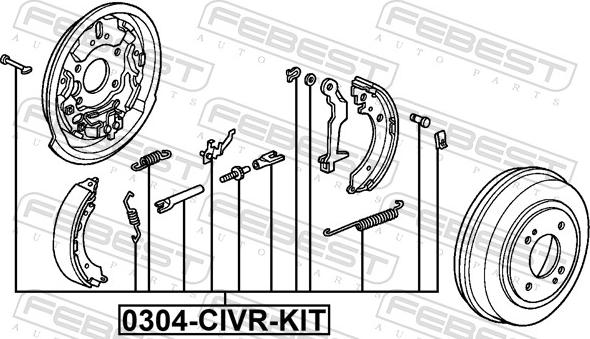 Febest 0304-CIVR-KIT - Zestaw akcesoriów, szczęki hamulcowe hamulca postojowego parts5.com