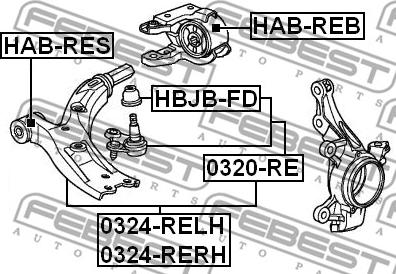 Febest HAB-REB - Lagerung, Lenker parts5.com