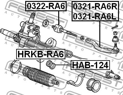 Febest 0322-RA6 - Połączenie osiowe, drążek kierowniczy poprzeczny parts5.com