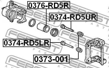 Febest 0374-RD5UR - Οδηγός στήριξης, δαγκάνα φρέν. parts5.com