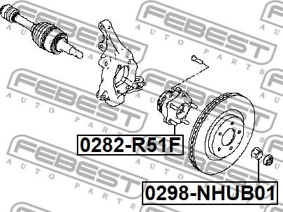 Febest 0298-NHUB01 - Tuerca de eje, eje de arrastre de la rueda parts5.com