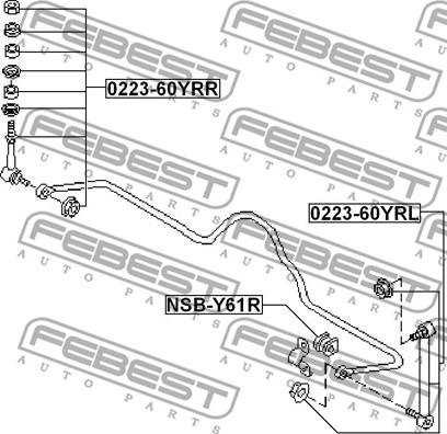 Febest 0223-60YRR - Demir / kol, stabilizatör parts5.com