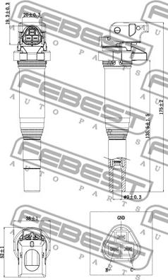 Febest 19640-001 - Ignition Coil parts5.com