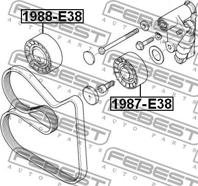 Febest 1987-E38 - Rola ghidare / conducere, curea transmisie parts5.com