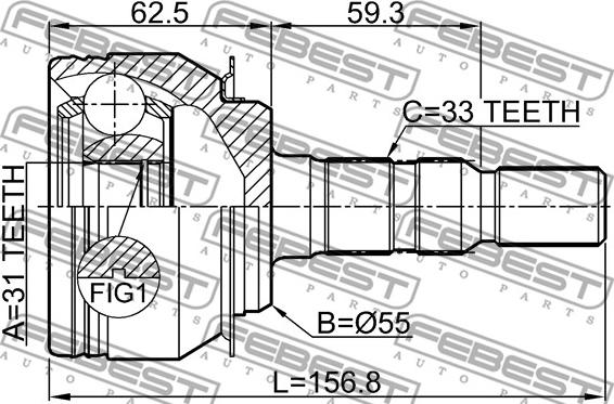 Febest 1010-J300 - Joint Kit, drive shaft parts5.com