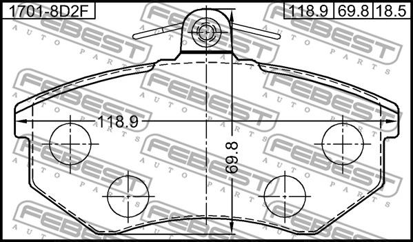 Febest 1701-8D2F - Juego de pastillas de freno parts5.com