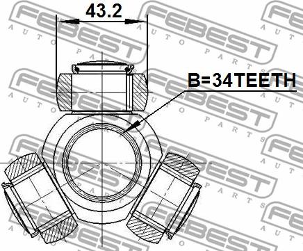 Febest 1716-A4 - Trojkríż hnacieho hriadeľa parts5.com