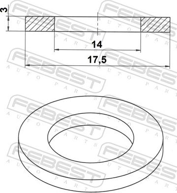 Febest 88430-141830X - Anillo de junta, tapón roscado de vaciado de aceite parts5.com