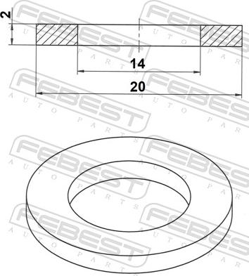 Febest 88430-142020F - Seal Ring, oil drain plug parts5.com