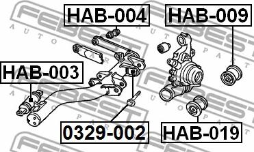 Febest HAB-003 - Uležištenje, upravljač parts5.com