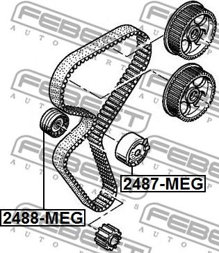 Febest 2488-MEG - Τροχαλία παρέκκλισης, οδοντ. ιμάντας parts5.com