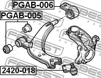 Febest PGAB-005 - Сайлентблок, рычаг подвески колеса parts5.com