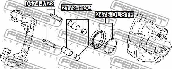 Febest 2475-DUSTF - Set za popravku, kočione čeljusti parts5.com