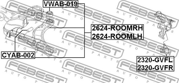 Febest 2624-ROOMRH - Barra oscilante, suspensión de ruedas parts5.com