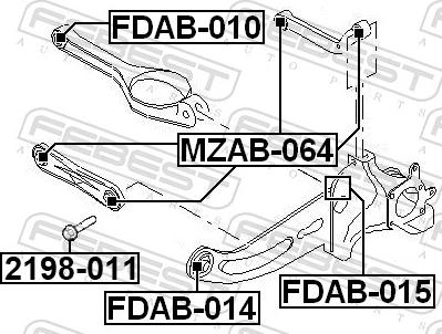 Febest 2198-011 - Πείρος στήριξης, βραχίονας ελέγχου parts5.com