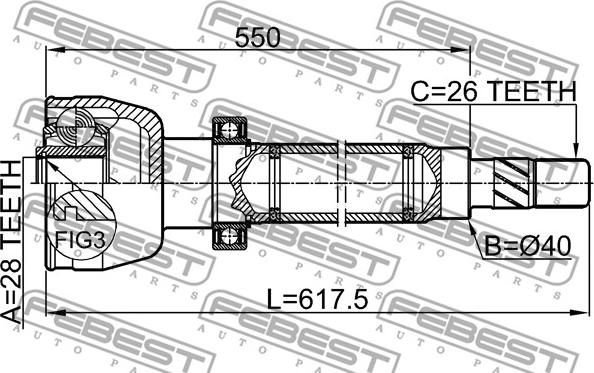 Febest 2111-CA1RH - Juego de articulación, árbol de transmisión parts5.com