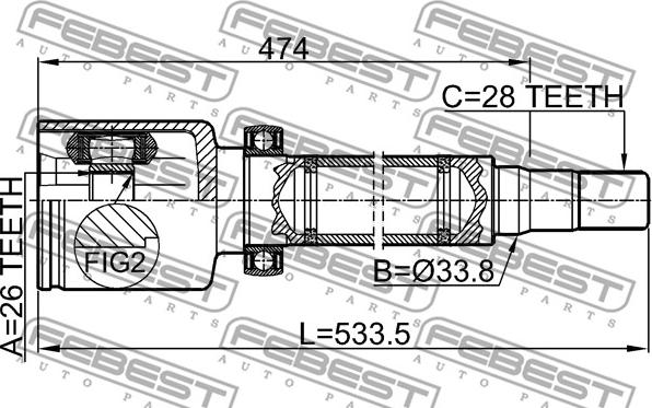 Febest 2111-CA2RH - Juego de articulación, árbol de transmisión parts5.com