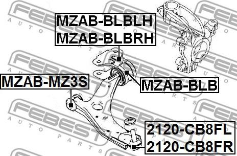 Febest 2120-CB8FR - Támasztó / vezetőcsukló parts5.com