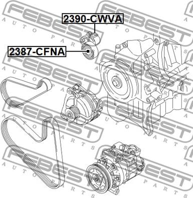 Febest 2390-CWVA - Szíjfeszítő, hosszbordás szíj parts5.com