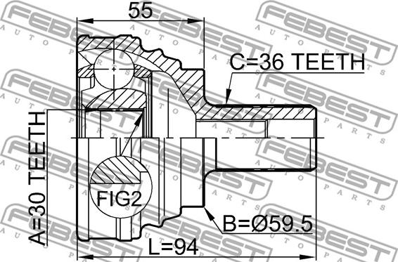 Febest 2310-030 - Csuklókészlet, hajtótengely parts5.com