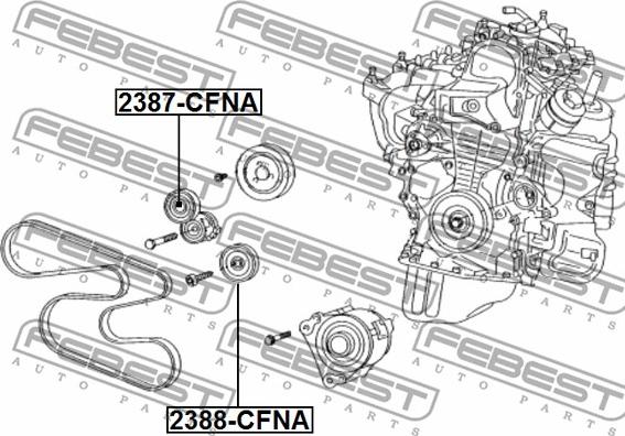 Febest 2387-CFNA - Направляющий ролик, поликлиновый ремень parts5.com