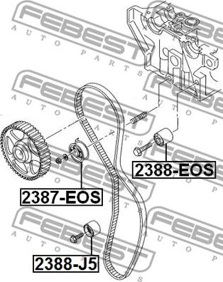 Febest 2387-EOS - Натяжной ролик, ремень ГРМ parts5.com