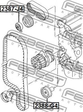 Febest 2387-J4 - Poulie-tendeur, courroie de distribution parts5.com