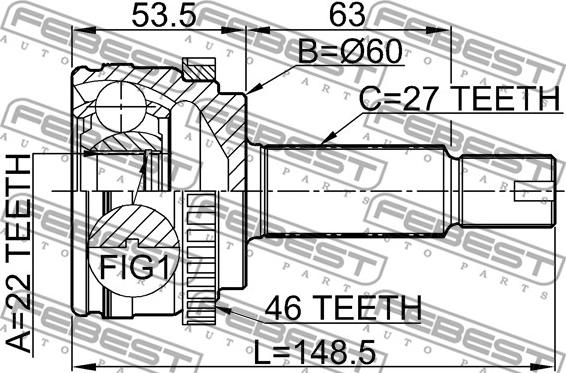 Febest 2210-CERA46 - Sada kĺbov hnacieho hriadeľa parts5.com