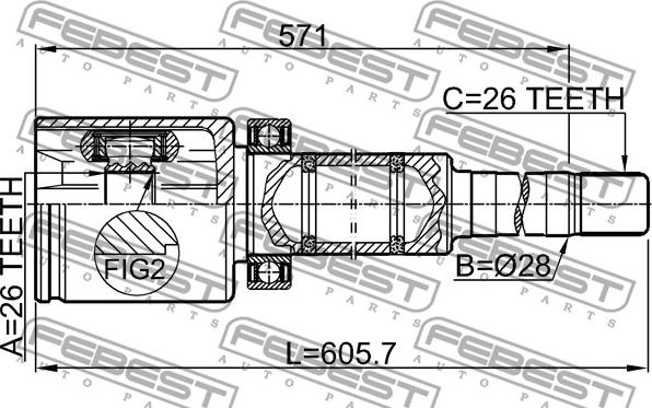 Febest 2711-S80AWDTRH - Mafsal seti, tahrik mili parts5.com