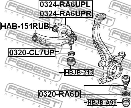 Febest HAB-151RUB - Suport,trapez parts5.com