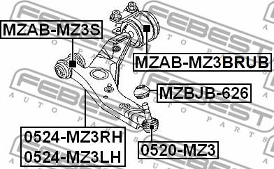 Febest MZAB-MZ3BRUB - Csapágyazás, kormány parts5.com