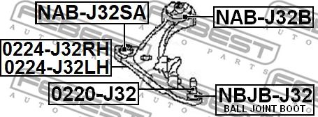 Febest NAB-J32SA - Сайлентблок, рычаг подвески колеса parts5.com