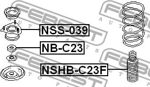 Febest NB-C23 - Cojienete de rodillos, columna amortiguación parts5.com