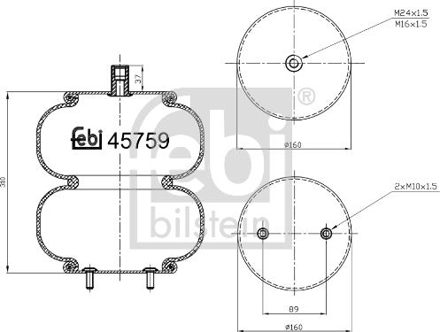 Febi Bilstein 45759 - Körük, havalı süspansiyon parts5.com