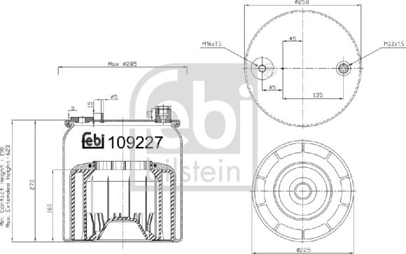 Febi Bilstein 109227 - Burduf, suspensie pneumatica parts5.com