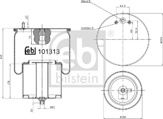 Febi Bilstein 101313 - Körük, havalı süspansiyon parts5.com