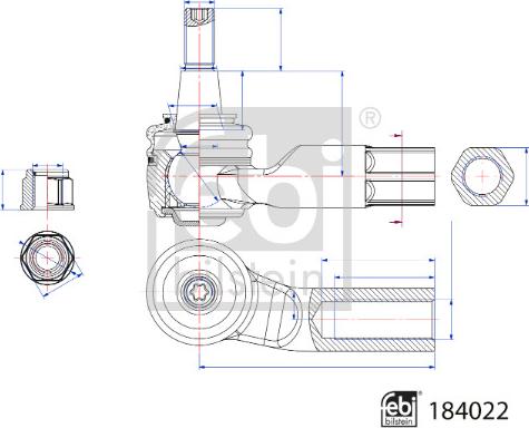 Febi Bilstein 184022 - Rótula barra de acoplamiento parts5.com