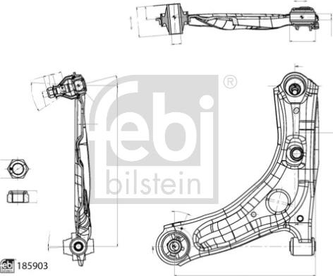 Febi Bilstein 185903 - Bugi kolu, tekerlek bağlantısı parts5.com