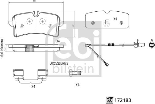 Febi Bilstein 172183 - Комплект спирачно феродо, дискови спирачки parts5.com